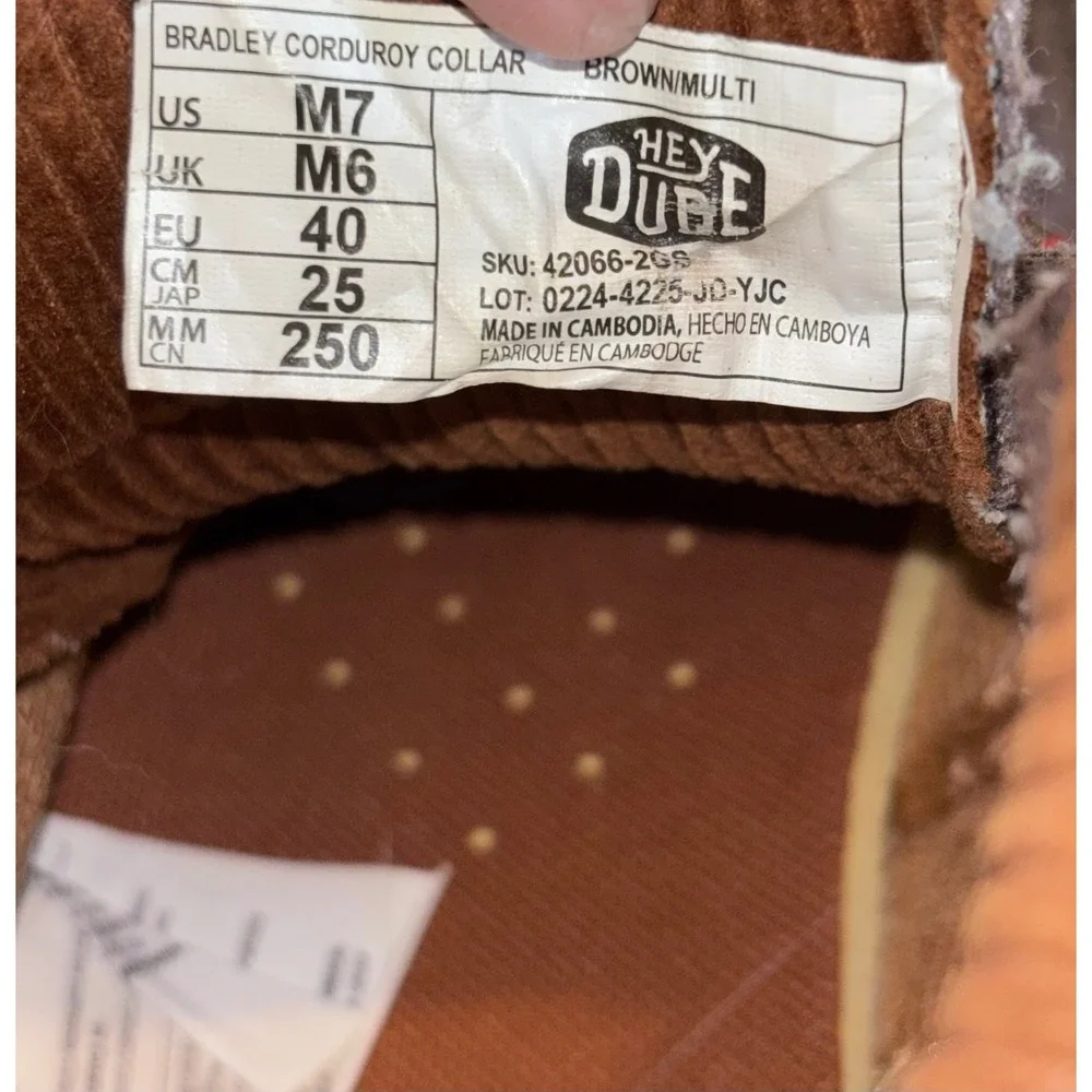 Hey Dude Bradley Corduroy Collar Mens Brown Multi Chukka Boots 42066-2GS Size 7
